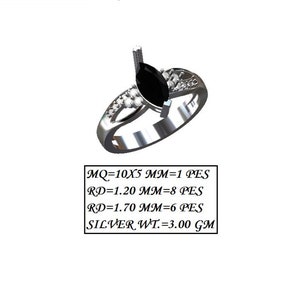 5X10mm Marquise Semi Mount Ring, Personalized Wedding Ring, 925 Sterling Silver Ring, Engagement Ring, Prong Setting Ring