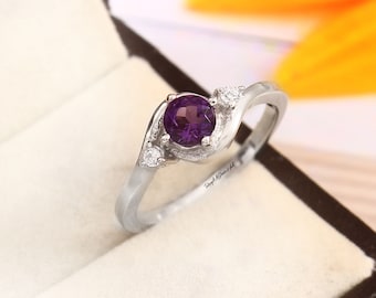 Oval Amethyst Verlobungsring - Solid Gold Amethyst Cz Diamant Schmuck für Frauen