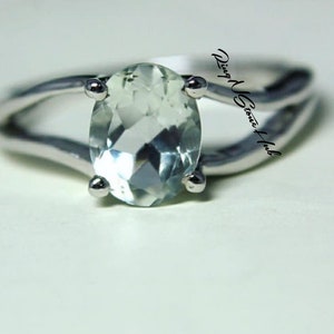 Natural Green Amethyst Ring-Natural Prasiolite Ring-Oval Cut Amethyst Ring-Natural Amethyst Birthstone Solitaire Ring-925 Sterling Silver