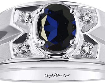 Oval Sapphire Ring: Sterling Silver Blue Sapphire Ring Engagement Ring Gift For Her