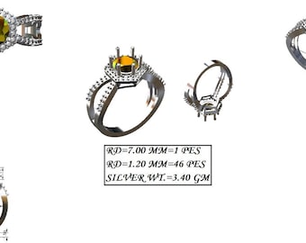 8MM Round Semi Mount Ring-Without Stone Ring-Ready To be Set With Your Own Stone-Mount Ring-925 Sterling Silver Ring-Prong Setting Ring
