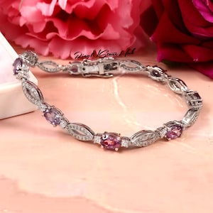 Silver Alexandrite Bracelet-Color Changing Gemstone-Sterling Silver Bracelet-Colors Changing Bracelet-June Birthstone Bracelet