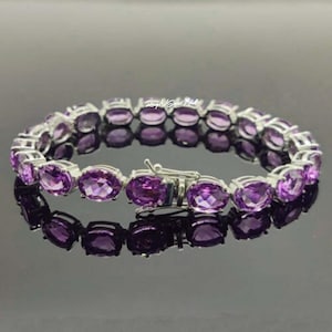 Tennis Alexandrite Bracelet For Women Wedding Gift Vintage Bracelet 7x5 Oval Sterling Silver Bracelet For Wife Color Changing Bracelet