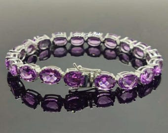 Bracciale in argento sterling con alessandrite: gioielli da sposa con pietre preziose ovali