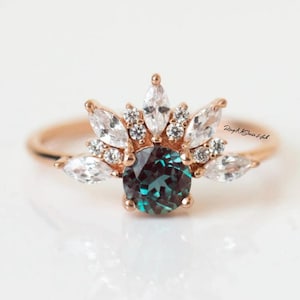Genuine Alexandrite, Anniversary Ring, Round Ring, Color Changing, June Birthstone, Wedding Gifts, Birthstone Jewelry