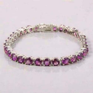 Alexandrite Bracelet-Tennis Bracelet-Color Changing Gemstone-Sterling Silver Bracelet-Colors Changing Bracelet-June Birthstone Bracelet