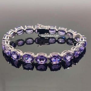 Alexandrite Bracelet, Gemstone Bracelet, Sterling Silver, Bracelet For Women, Birthstone Gift For Her, 6x8 Oval, Tennis Bracelet