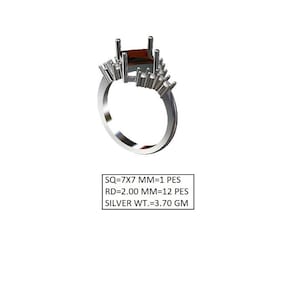 7X7MM Square Semi Mount Ring-Unique Ring-Without Stone Ring-Blank Ring-925 Sterling Silver Ring-Prong Setting Ring