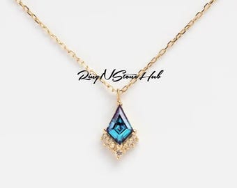 Kite Alexandrite Necklace Solid 14k 24k Rose Gold Unique Personalized Pendant For Women Gemstone Anniversary Bridal Gift