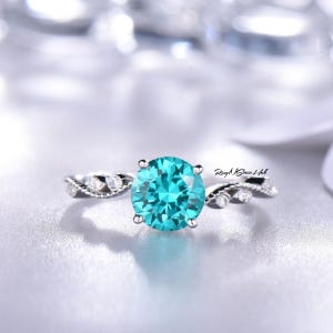 Paraiba Tourmaline Engagement Ring: Sterling Silver Wedding Promise Ring