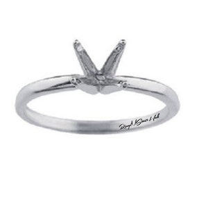 8mm Round 4-Prong Deep V Pre-Notched Sterling Silver Ring Setting Semi Mount Ring