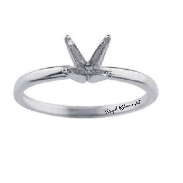 8mm runder 4-Prong Tiefes V vorgekerbte Sterling Silber Ring Einstellung Semi Mount Ring