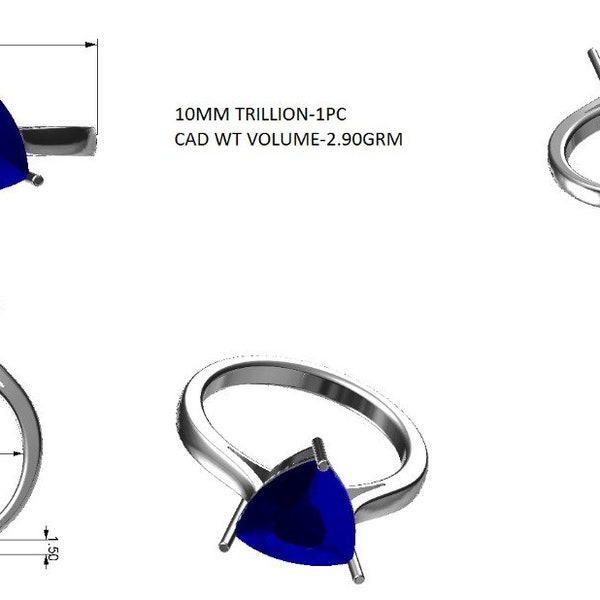 10X10MM Trillion Semi Mount Ring-Unique Ring-Without Stone Ring-Blank Ring-925 Sterling Silver Ring-Prong Setting Ring