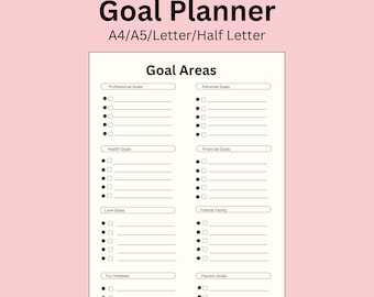 Areas Of Life, Goal Planner, A4/A5/Letter/Half Letter, Instant Download, PDF