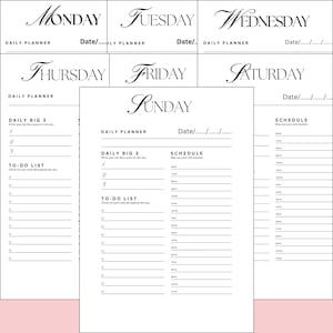 Weekly Planner, 7 Day Planner, To Do List, Organizer, Schedule, A4/A5/Letter/Half Letter/, Instant Download