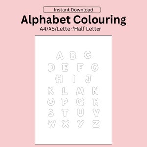 Páginas para colorir do alfabeto, jardim infantil, escola em casa, recursos para professores, A4/A5/Carta/Meia Letra. Download instantâneo, PDF