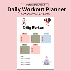 Weekly Fitness Planner: Simple Workout Journal (PDF Download)