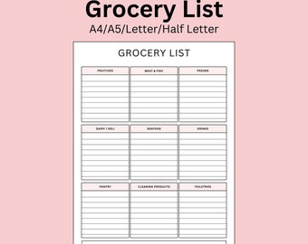 Planificador de lista de compras imprimible (PDF)
