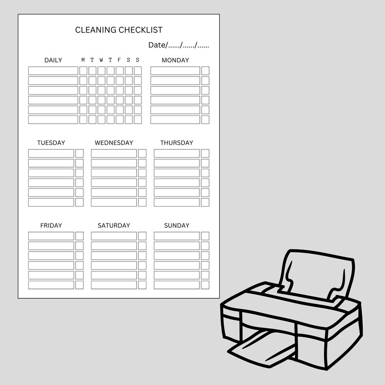 Printable Cleaning Checklist: Daily & Weekly Tasks (PDF) - Etsy