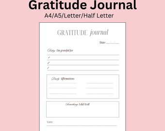 Diario de gratitud: Diario de agradecimiento imprimible (PDF)
