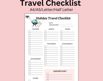 Family Travel Packing List, Clothes, Electronics, Shoes, Toiletries, Important, Instant Download PDF