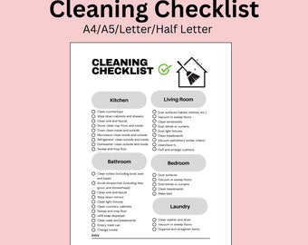 Lista de verificación de limpieza imprimible: recordatorio de limpieza para el hogar y la oficina (descarga digital)