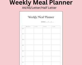 Planificador de comidas semanal: Menú de 7 días, salud y bienestar (Descarga PDF)