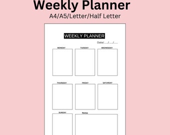 Planificador semanal imprimible: Organizador minimalista (PDF)