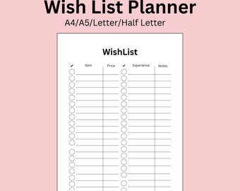 Planificador de lista de deseos navideños: imprimible y sencillo (PDF)