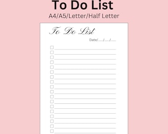 Lista de tareas pendientes, planificador de prioridades, tamaño A4/A5/carta/media carta, descarga instantánea, PDF