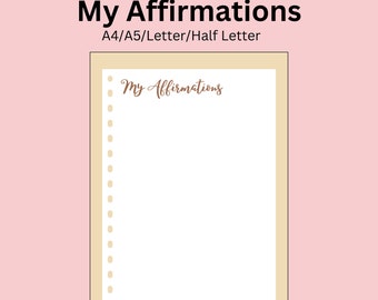Afirmaciones diarias y gratitud imprimible: Diario de amor propio (PDF)