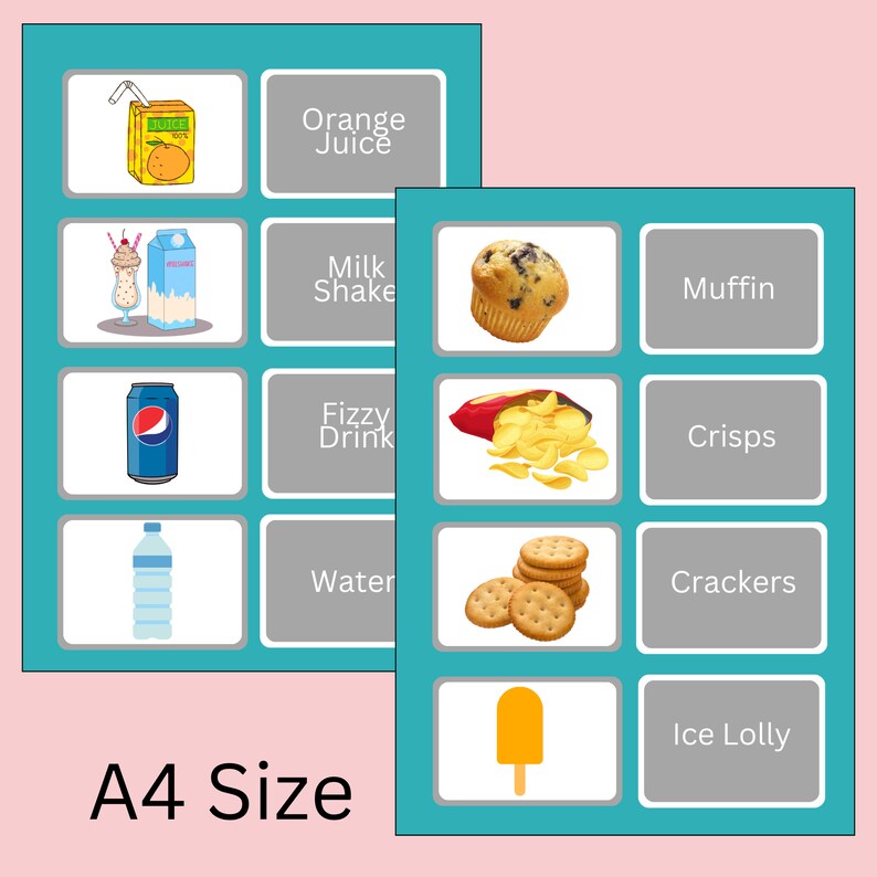 Food Flash Cards, Visual Aid, Autism, A4 Size, Instant Download, PDF - Etsy