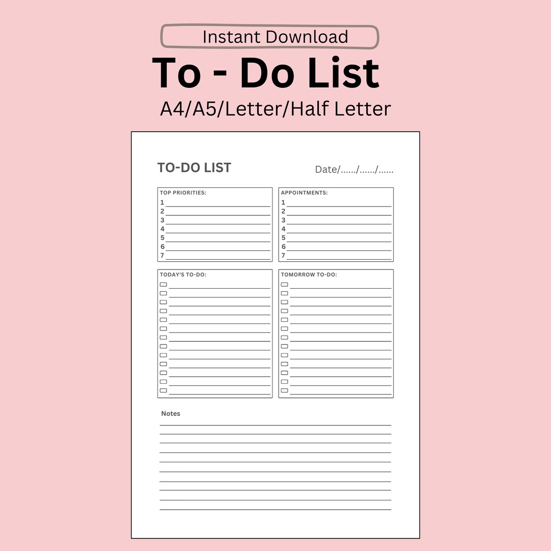 Open Task List Tod List.pdf Printable to Do List Planner: Task Organizer (PDF) - Etsy