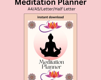 Planificador de meditación, rastreador de mentalidad, rastreador de bienestar, descarga instantánea, PDF