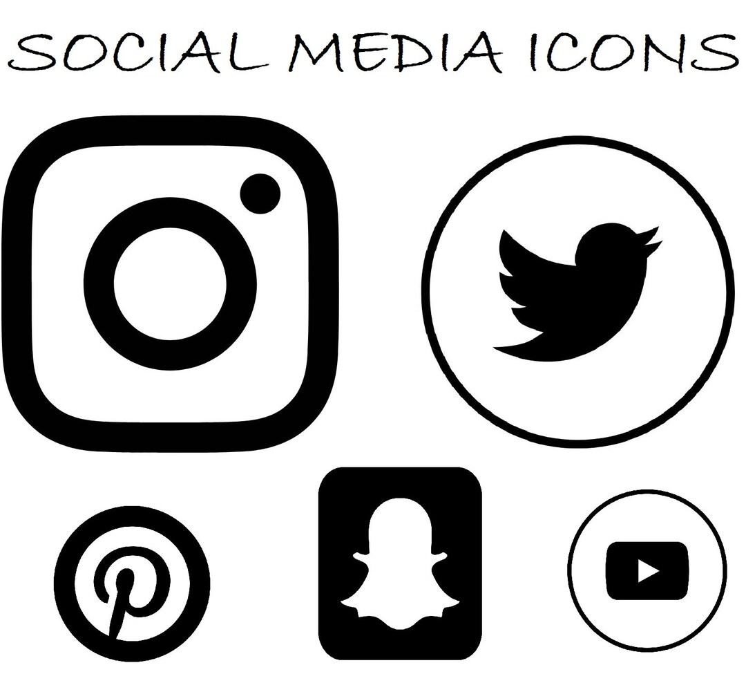 Black Social Media Icons JPG SVG Simplistic Design Social - Etsy Australia