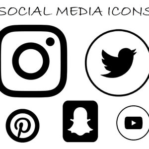 Black Social Media Icons JPG, SVG- Simplistic Design, Social Media Buttons, Instagram, facebook and more icons