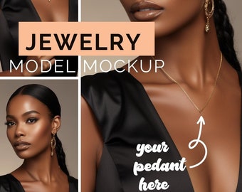 Jewelry model mockup, Empty Necklaces for Women , Mockup Bundle , Inserting Pendants, Customizable, DIY, Jewelry Making, Gold,