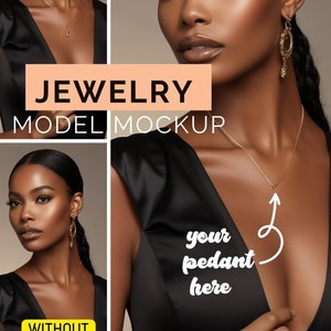 Jewelry model mockup, Empty Necklaces for Women , Mockup Bundle , Inserting Pendants, Customizable, DIY, Jewelry Making, Gold,