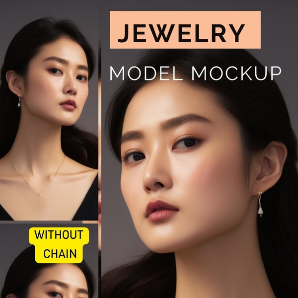 Jewelry model mockup, Empty Necklaces for Women , Mockup Bundle , Inserting Pendants, Customizable Necklace Templates, Jewelry Making, Gold,