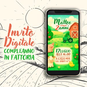 Invito digitale fattoria personalizzato – Compleanno bambino/bambina – PDF/JPEG per stampa o WhatsApp