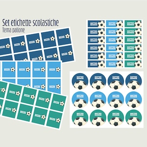 Label scuola primaria, adesivi scolastici, materiale scolastico, sticker primaria, elementare bambini, tema pallone, calcio