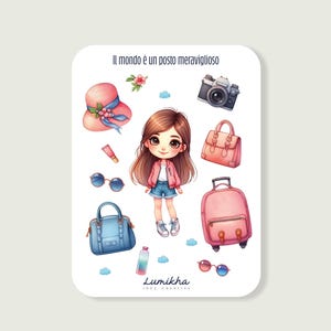Set adesivi tematici su carta fotografica – Foglio 12x16 cm – Planner, journaling, scrapbooking, agende, tema estate