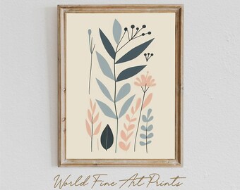 Abstract Botanical Print, Muted Colors Boho Wall Art (Digital Download)