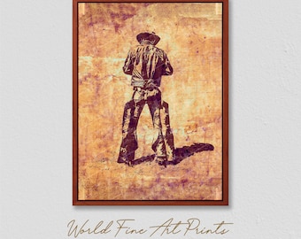 Vintage Cowboy in Chaps Art Print | Retro Western Wall Decor (Digital JPG)