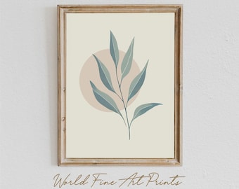 Abstract Botanical Print, Muted Tone Leaf Art (Digital Download)