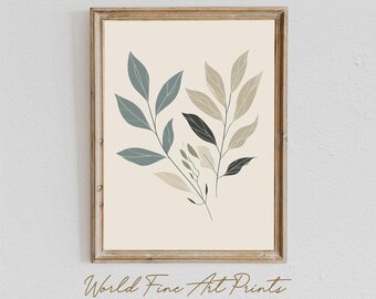 Abstract Botanical Print, Muted Colors Wall Art (Downloadable)