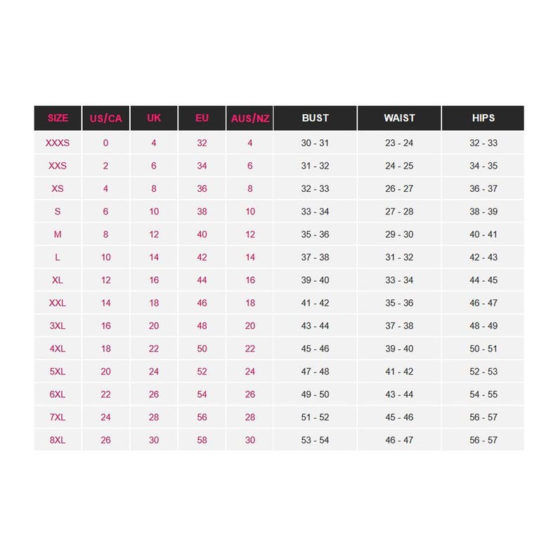 Anarkali Gown Size Chart