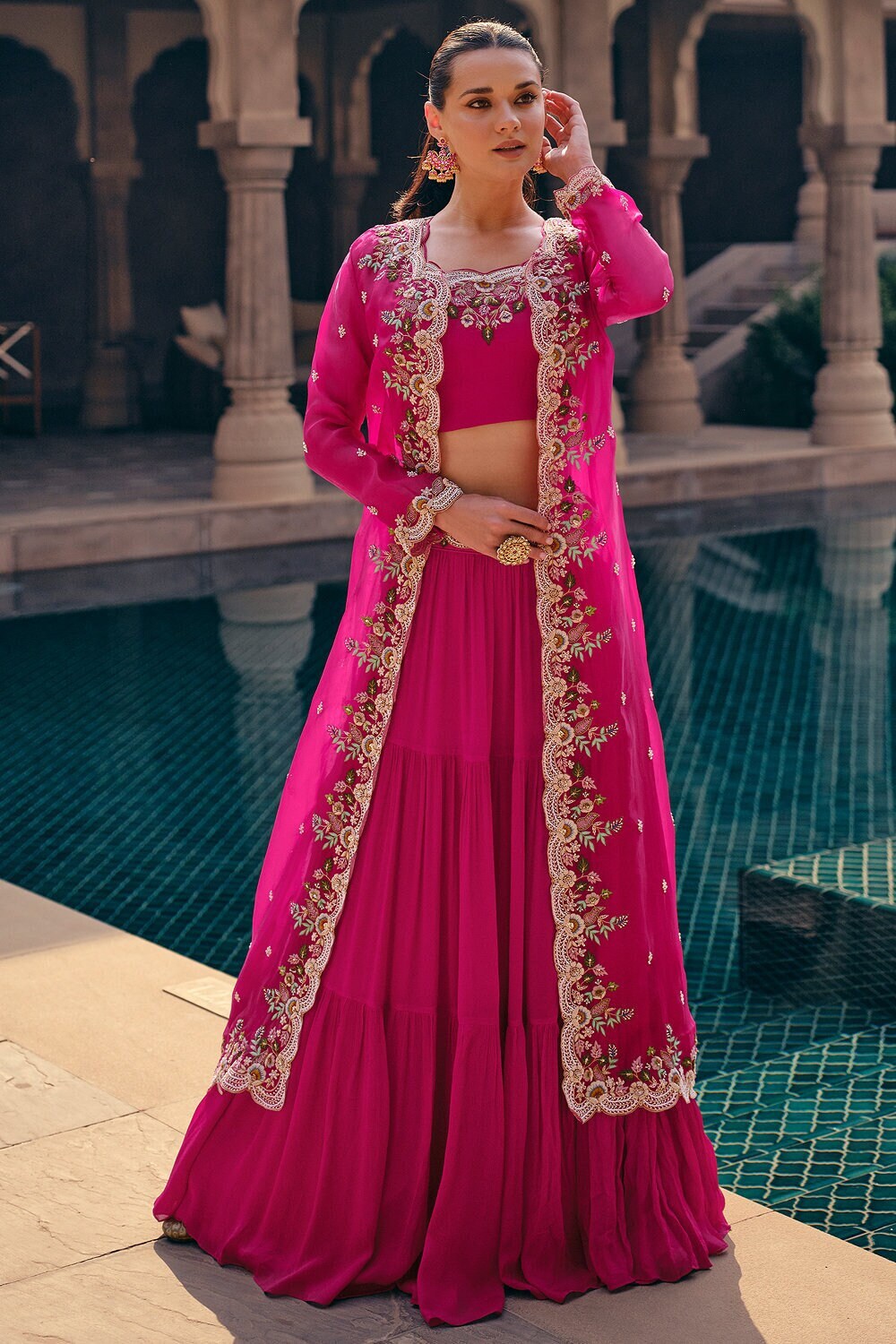 pink indo western dress Buy Latest Pink Silk Indo Western with Embroidered and Hand Work Online :  320325 -