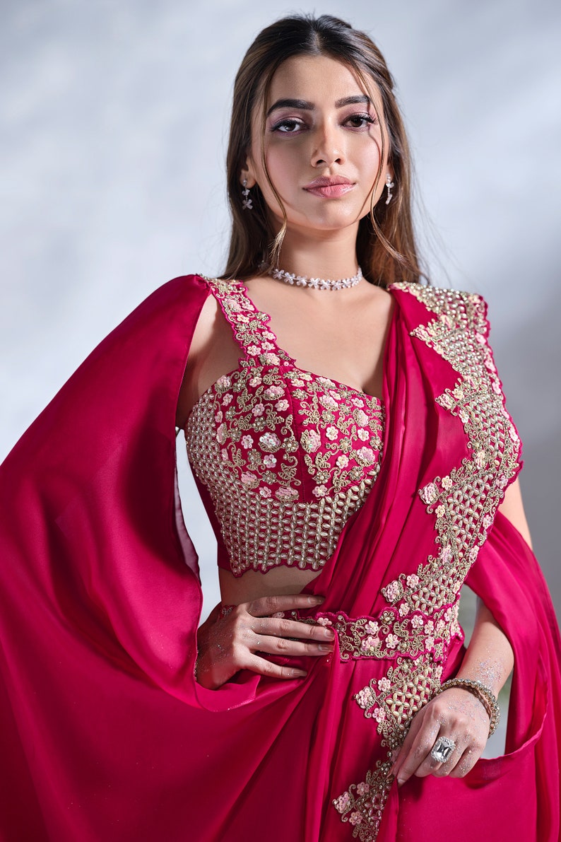Party Wear Red Premium Silk Saree