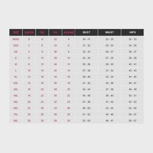 Kurta Set Size Chart